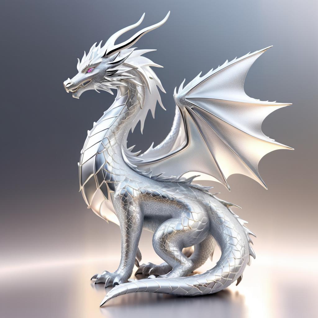 Ethereal Silver Dragon in Dynamic Pose