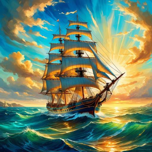 Sailing Ship at Sunset