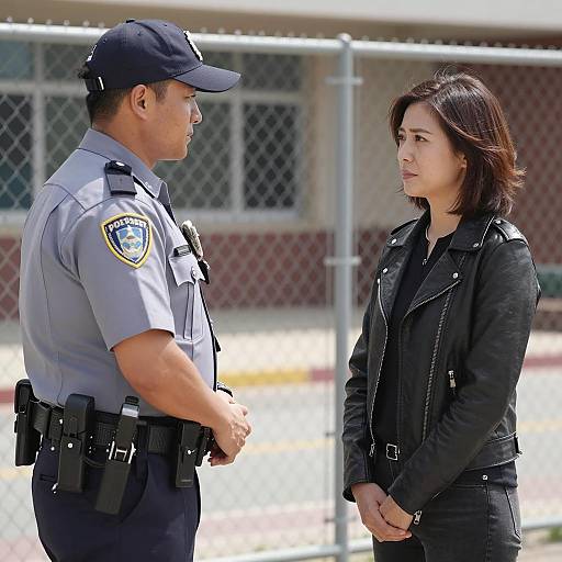 Police Officer and Woman in Daylight