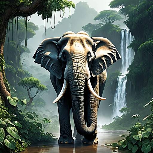 Aged Elephant in Lush Indian Jungle Aged Elephant in Lush Indian Jungle
