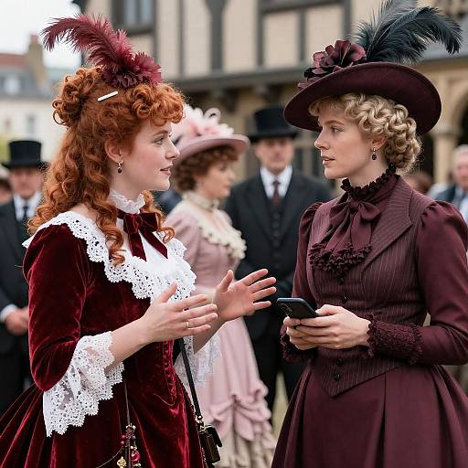 Victorian Women Engaged in Conversation