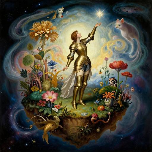 Surreal Renaissance Dreamscape with Armored Muse