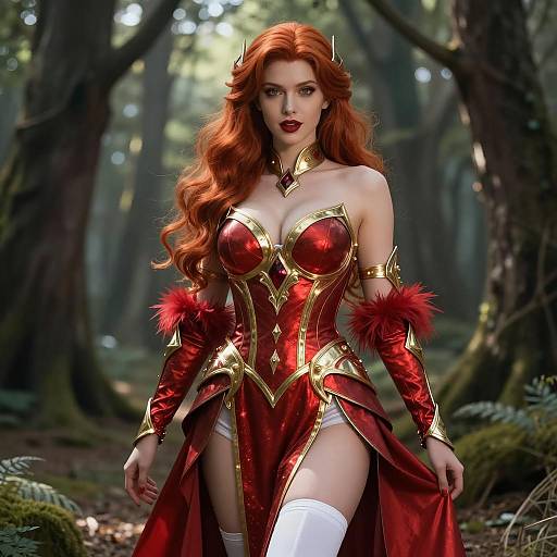 Red Goddess in Fantasy Forest