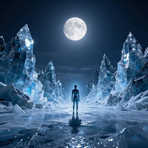 Ethereal Specter in Icy Moonlit Peaks