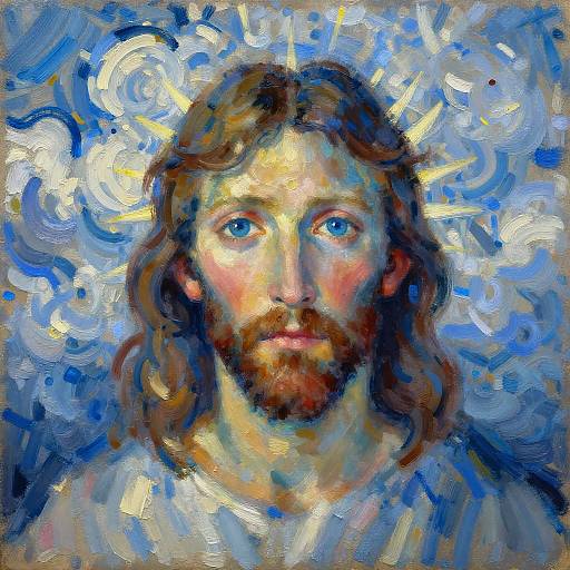 Impressionist Jesus with Blue Eyes