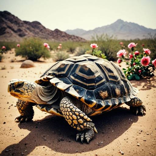 Wise Tortoise in Renaissance Desert Scene Wise Tortoise in Renaissance Desert Scene