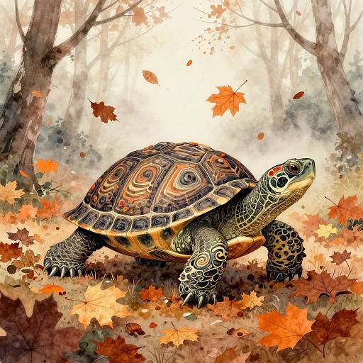 Enchanted Turtle in Autumn Mist