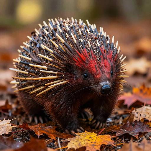 Photorealistic Red Echidna in Autumn