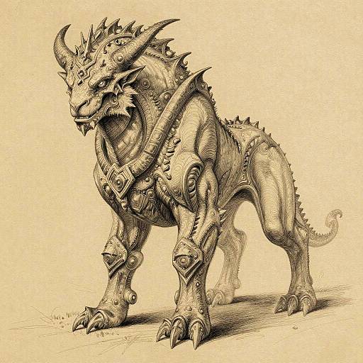 Epic Chimera Pencil Sketch on Paper