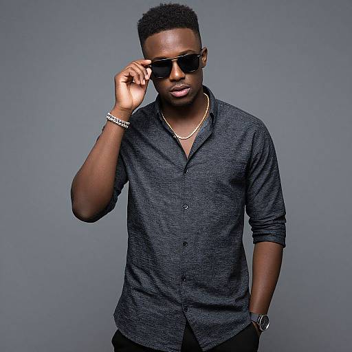 Stylish Dark-Skinned Male Rapper