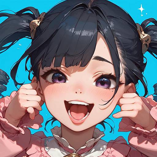 Happy Anime Girl with Twintails