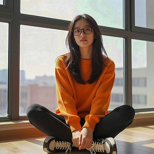 Casual Indoor Relaxation: Young Woman