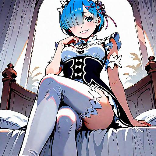 Rem Sitting with Evil Grin