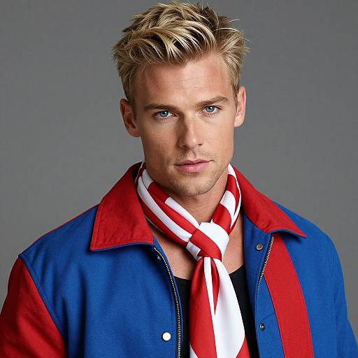 Confident Blonde Man in Stylish Jacket