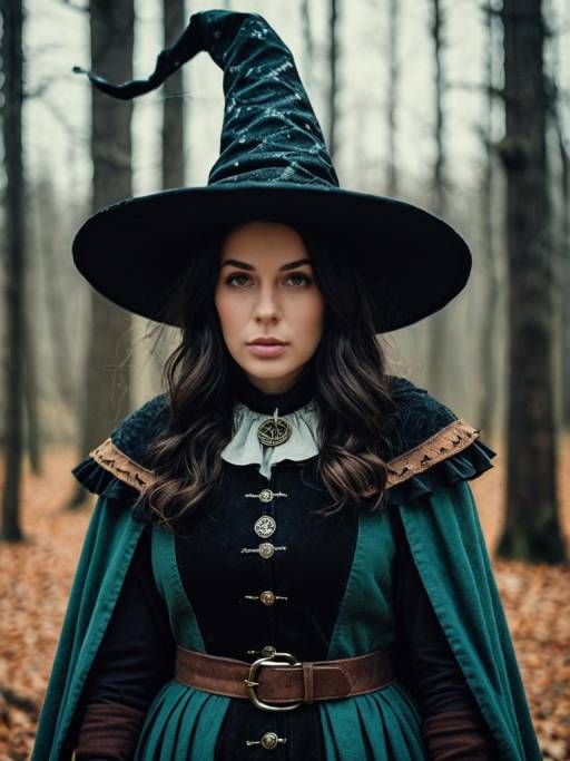 Woman in Elizabethan Witch Costume