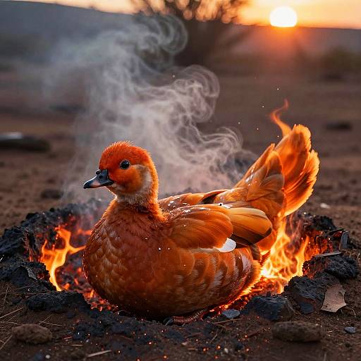 Sunset-Furred Fire-Tailed Drake