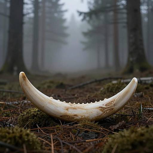 Ancient Ivory Tusk in Nordic Forest