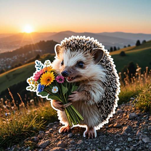 Joyful Hedgehog Bouquet Sticker Bomb Art