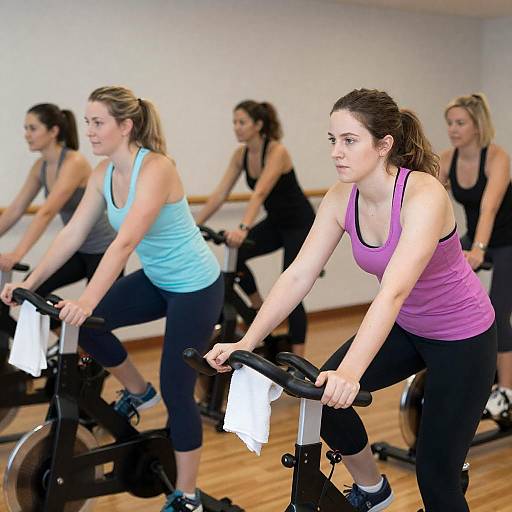 Four Women Indoor Cycling Workout