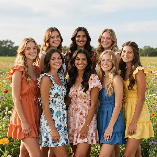 Smiling Texas Women in Wildflowers
