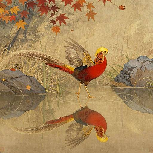 Golden Pheasant in Autumn Clearing