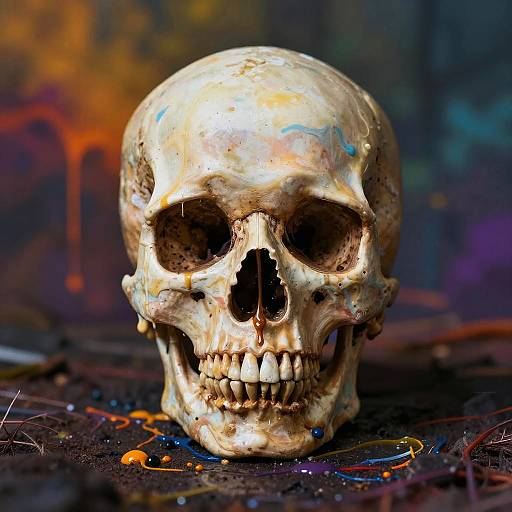 Surreal Skull with Melting Paint