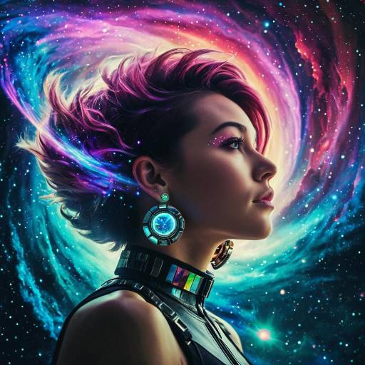 Futuristic Portrait of Transgender Individual with Nebula Background