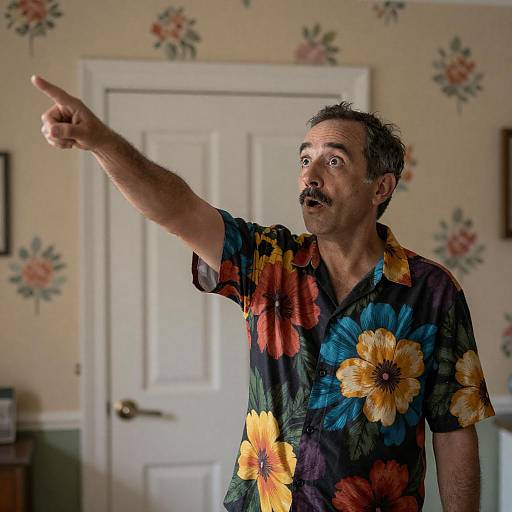 Surprised Middle-Aged Man in Florals