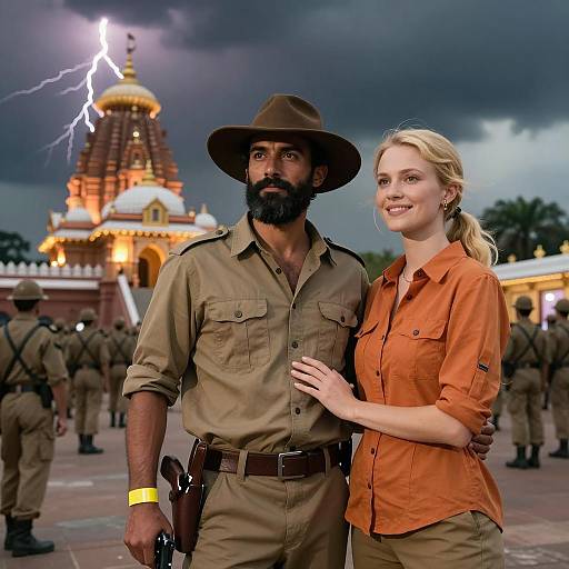 Epic Scene of Stormy Sky and Heroes