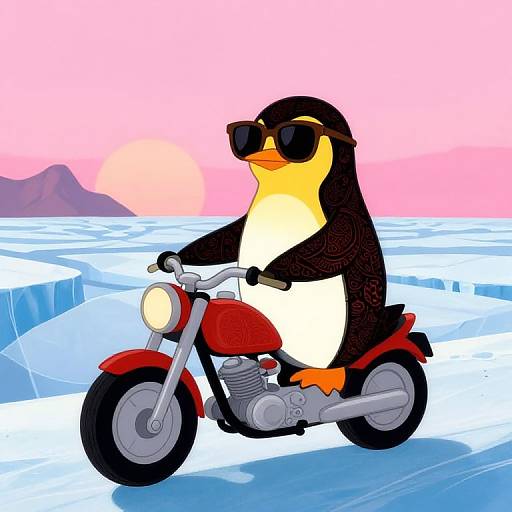 Batik Baby Penguin Motorcycle Ride