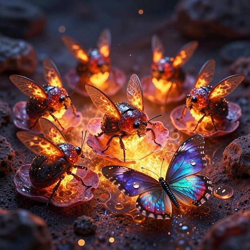 Celestial Volcanic Cavern with Fiery Beetles