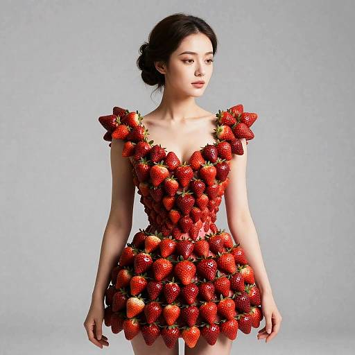 Surreal Strawberry Fashion Portrait