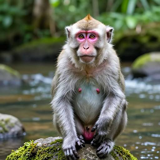 Albino Monkey by Jungle River