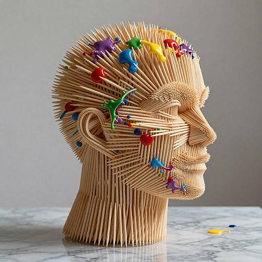 Toothpick Man: A Colorful Art Piece