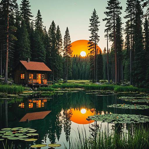 Serene Sunset Over Tranquil Landscape