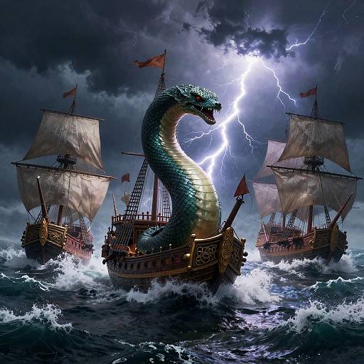 Sea Serpent Assault on Galleons