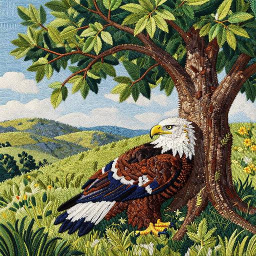 Majestic Eagle Under Tree of Life