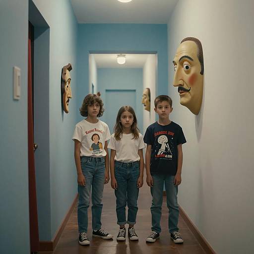 Children in Surreal Salvador Dalí-Inspired Corridor