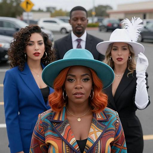 Stylish Group in Parking Lot