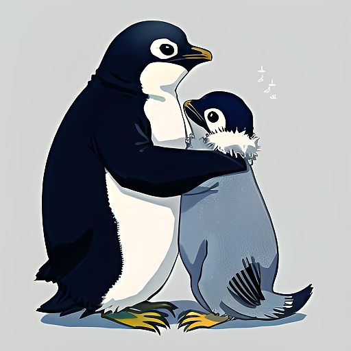 Cartoon Penguins Hugging