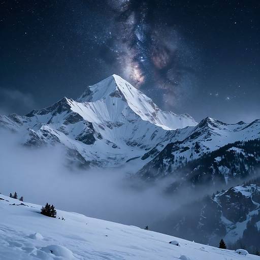 Serene Snow-Capped Peaks Under Stars