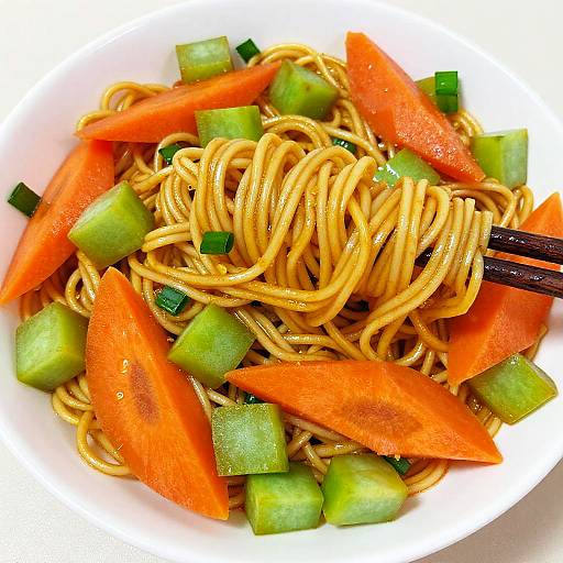 Colorful Stir-Fry Noodles Close-Up