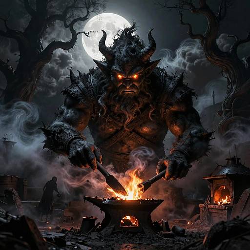 Soot-Covered Blacksmith Spirit Illustration