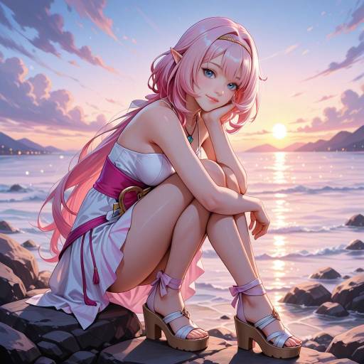 Charming Pink Elf in Sunset Glow