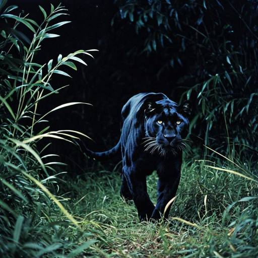 Nighttime Stalking Panther in Moonlight