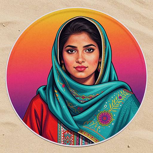 Vibrant Pakistani Girl Beach Towel