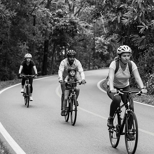 Candid Biking Scene on a Tree-Lined Road