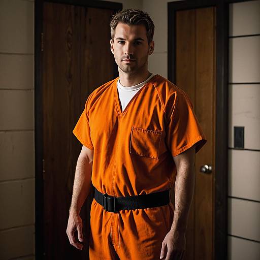 Man in Orange Prison Jumpsuit Costume