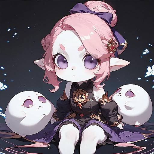 Chibi Pink Four-Legged Anime Creature