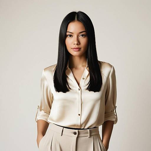 Sleek Jet Black Hair Silk Portrait